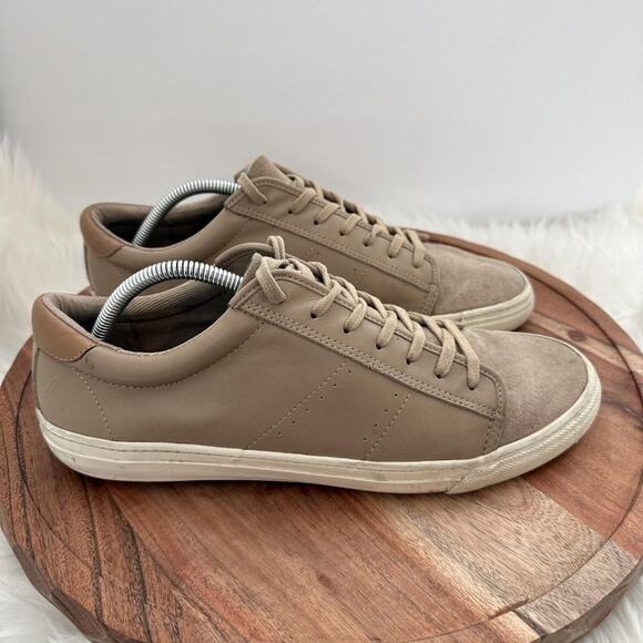 Banana Republic Shoes Mens Size 11 Taupe Leather Suede Low Top Casual Sneakers - Picture 1 of 13